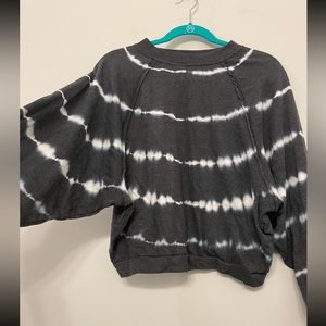 Tie Dye Roomy‎ Sweatshirt Raglan Sleeve Dark Gray White Women’s M